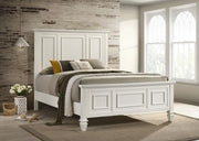 Sandy Beach Wood Panel Bed Cream White Queen
