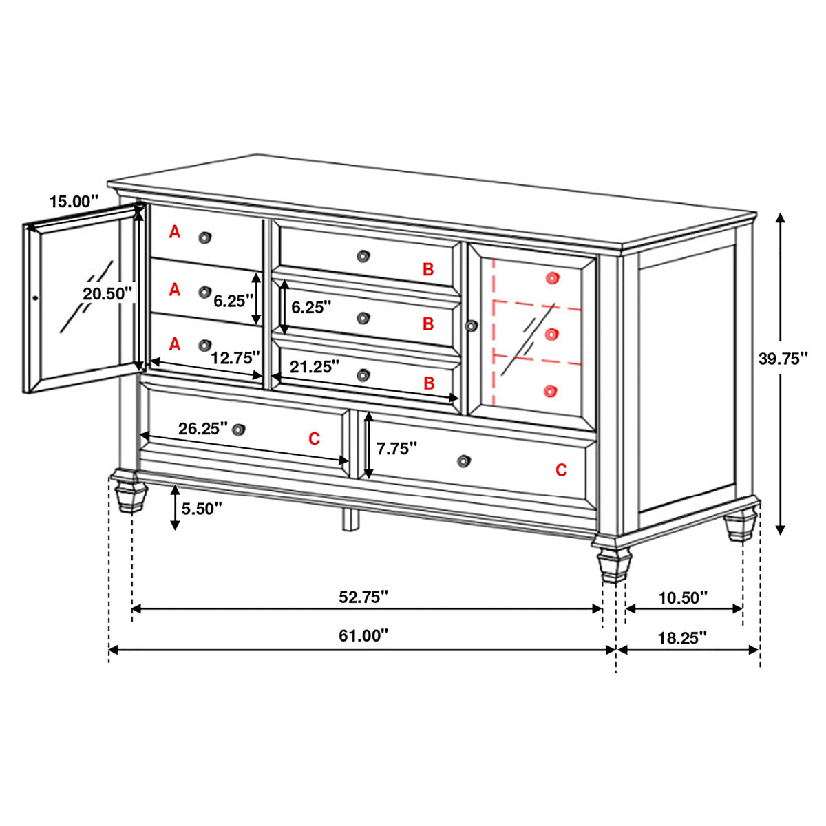 Sandy Beach 11-drawer Dresser