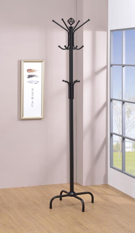Collier 12 Hook Freestanding Coat Rack Hat Hanger Black Default Title