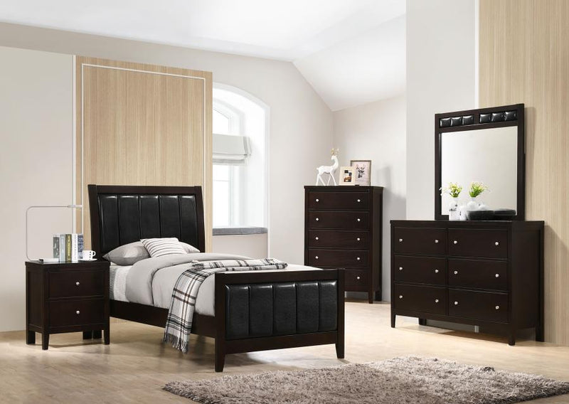 Carlton Bedroom Set Cappuccino Twin 5-piece