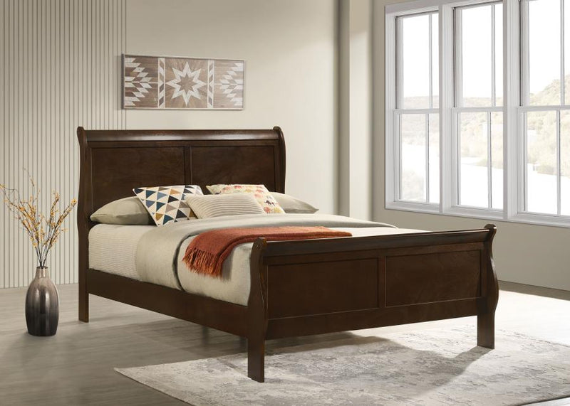 Louis Philippe Wood Sleigh Bed Cappuccino Full