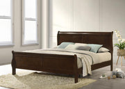 Louis Philippe Wood Sleigh Bed Cappuccino Eastern King