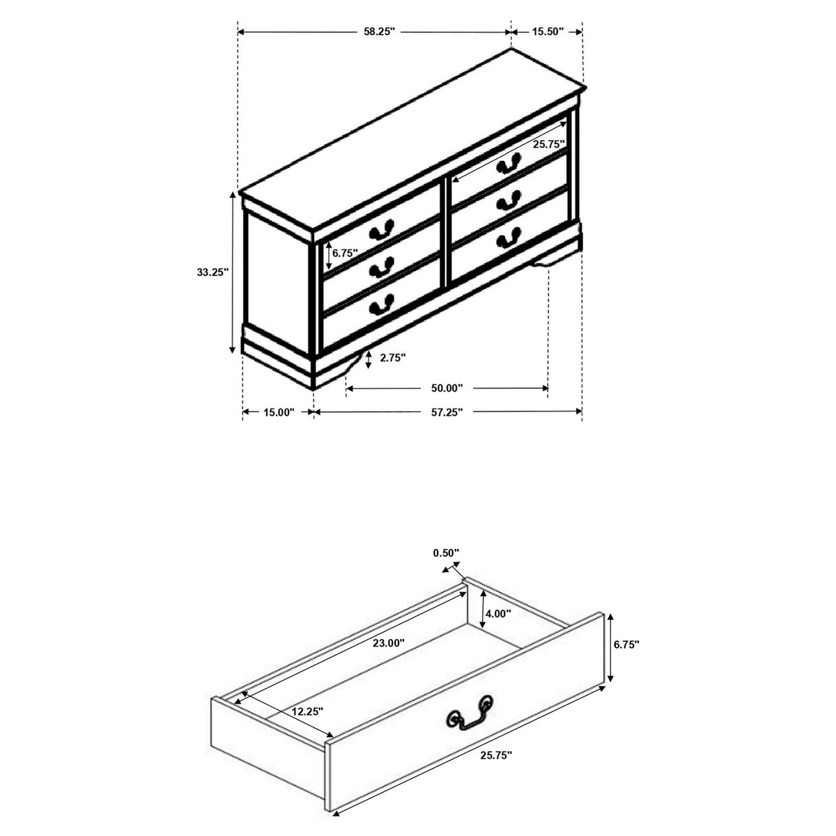 Louis Philippe 6-drawer Dresser