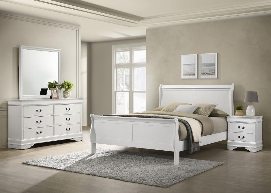 Louis Philippe Bedroom Set White Full 4-piece
