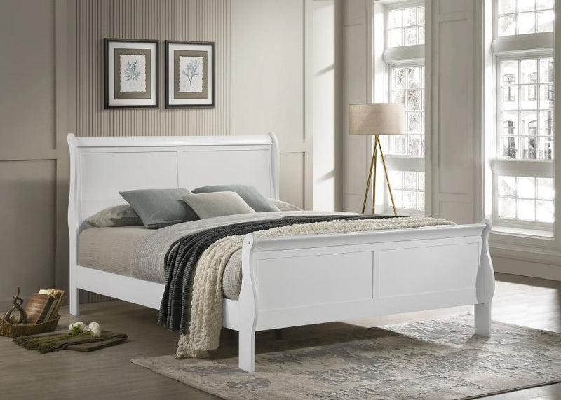 Louis Philippe Wood Sleigh Bed White Full