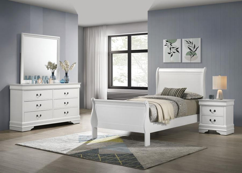 Louis Philippe Bedroom Set White Twin 4-piece