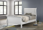 Louis Philippe Wood Sleigh Bed White Twin