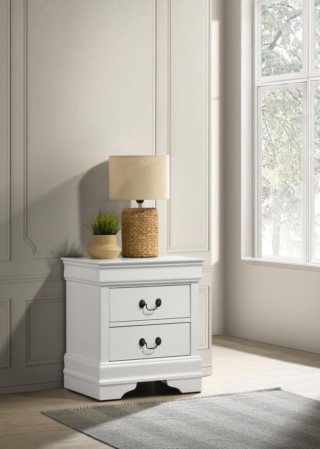 Louis Philippe 2-drawer Nightstand White