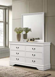 Louis Philippe 6-drawer Dresser with Mirror White
