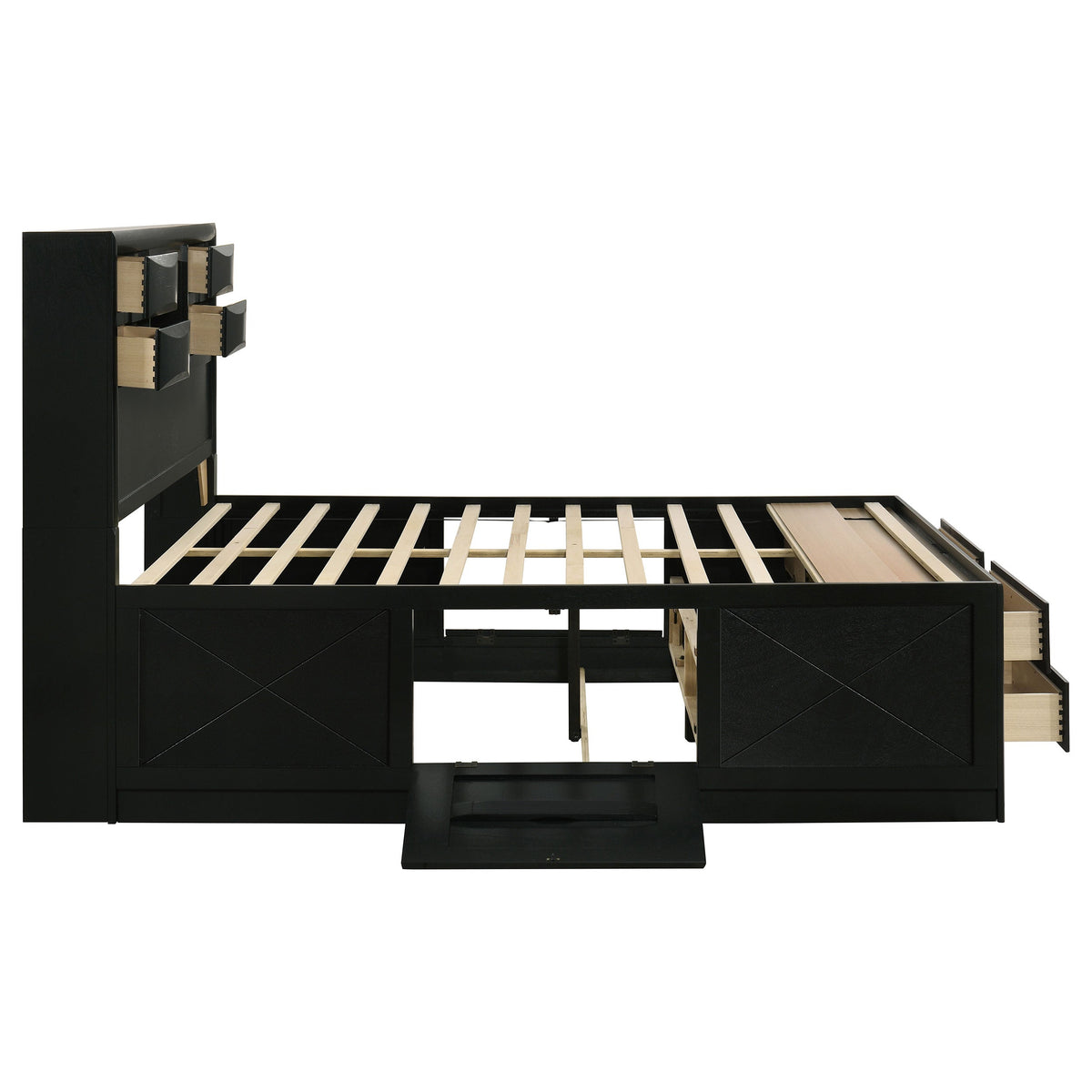 Briana Wood Storage Bookcase Bed