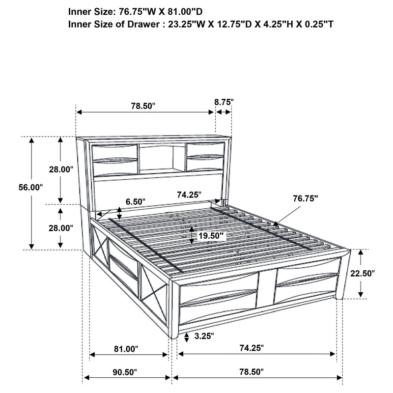Briana Wood Storage Bookcase Bed