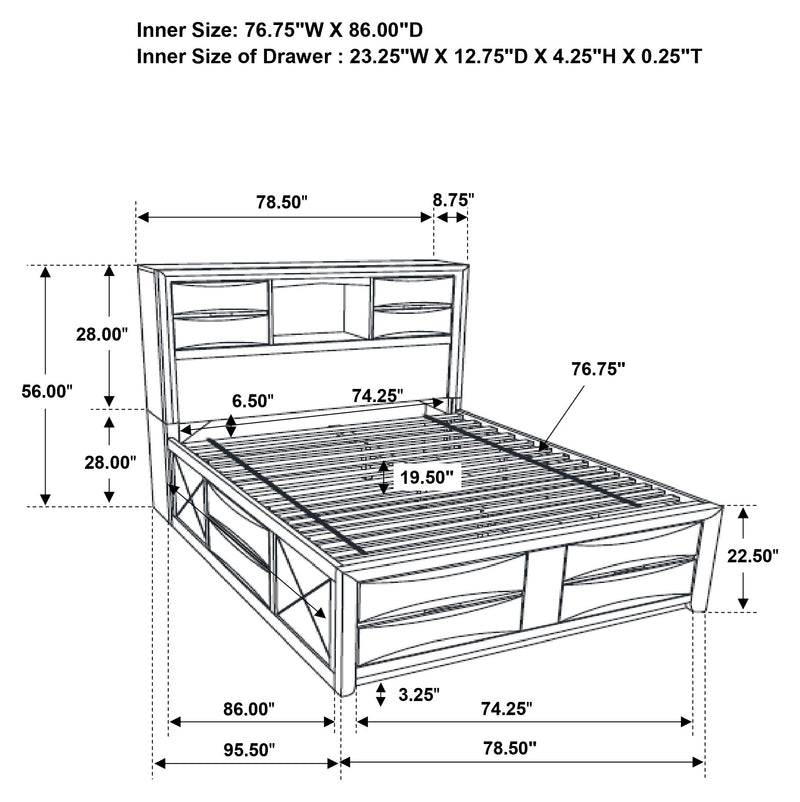 Briana Wood Storage Bookcase Bed