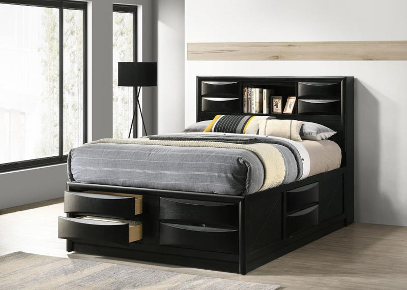 Briana Wood Storage Bookcase Bed Queen