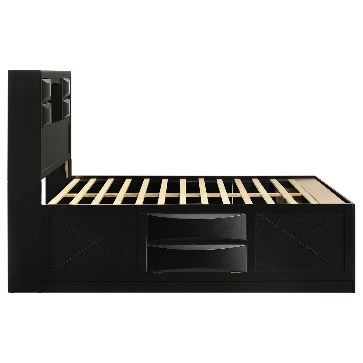 Briana Wood Storage Bookcase Bed