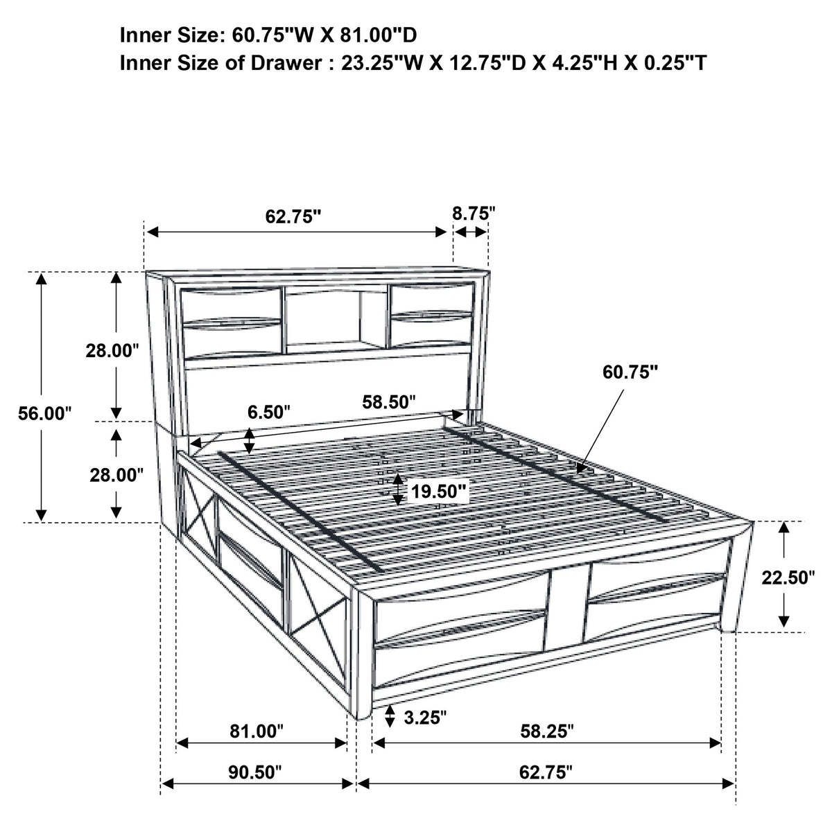 Briana Wood Storage Bookcase Bed