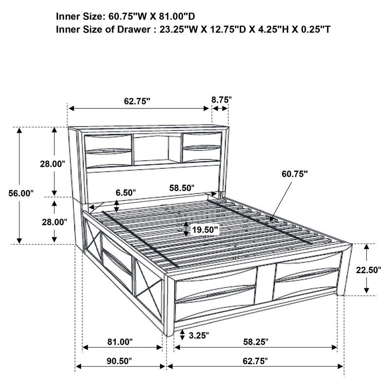 Briana Wood Storage Bookcase Bed