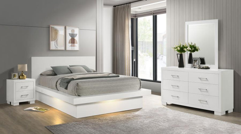 Jessica LED Bedroom Set Snow White Eastern King 4-piece