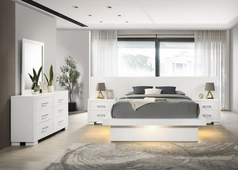 Jessica LED Bedroom Set Snow White Eastern King 5-piece