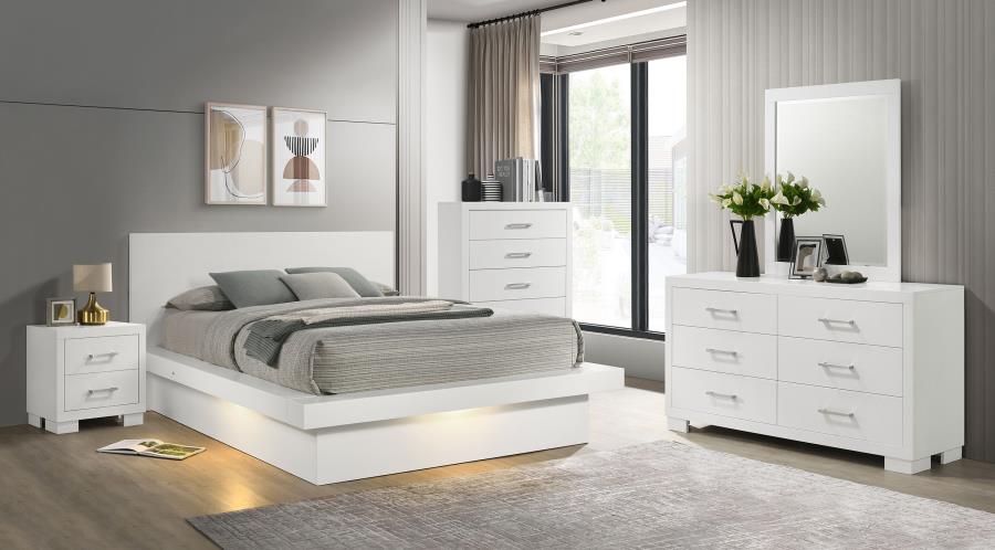 Jessica LED Bedroom Set Snow White Eastern King 5-piece
