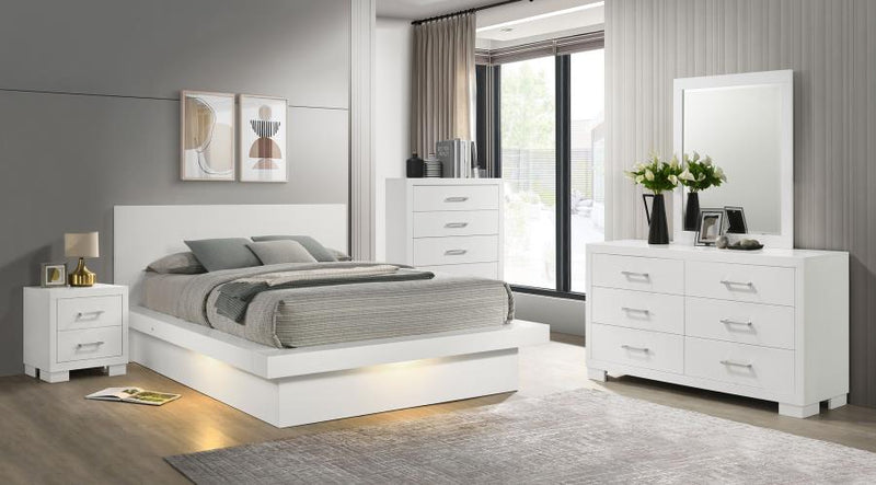 Jessica LED Bedroom Set Snow White Eastern King 5-piece