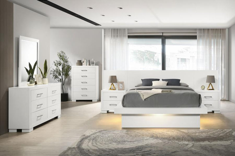 Jessica LED Bedroom Set Snow White Eastern King 6-piece