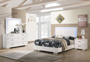 Felicity Bedroom Set High Gloss Full 4-piece With LED Dresser Mirror