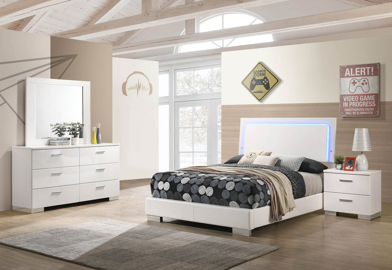 Felicity Bedroom Set High Gloss Full 4-piece With Standard Dresser Mirror