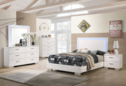 Felicity Bedroom Set High Gloss Full 5-piece With LED Dresser Mirror