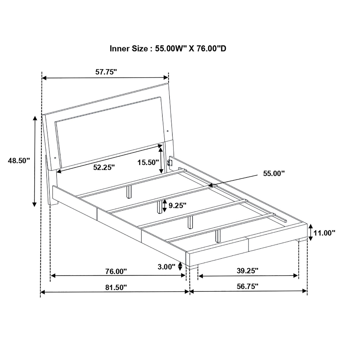 Felicity Wood LED Panel Bed High Gloss