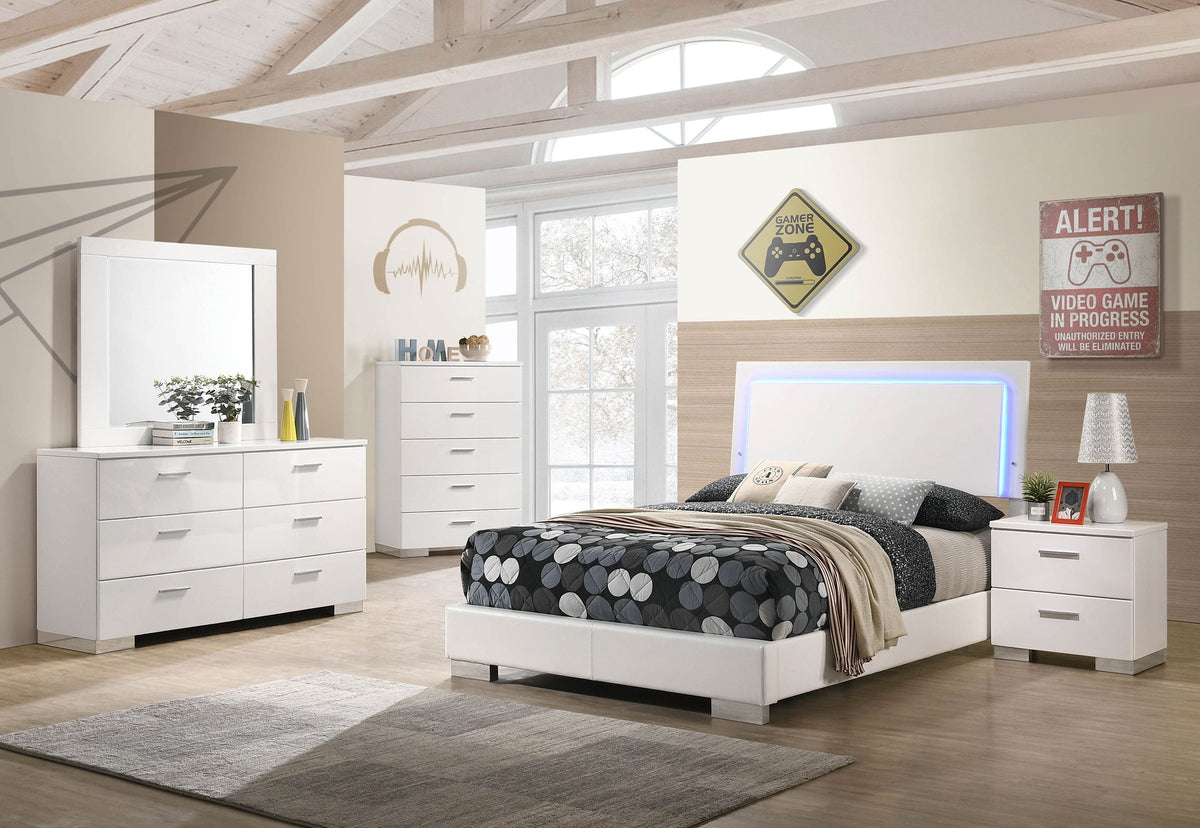 Felicity Wood LED Panel Bed High Gloss