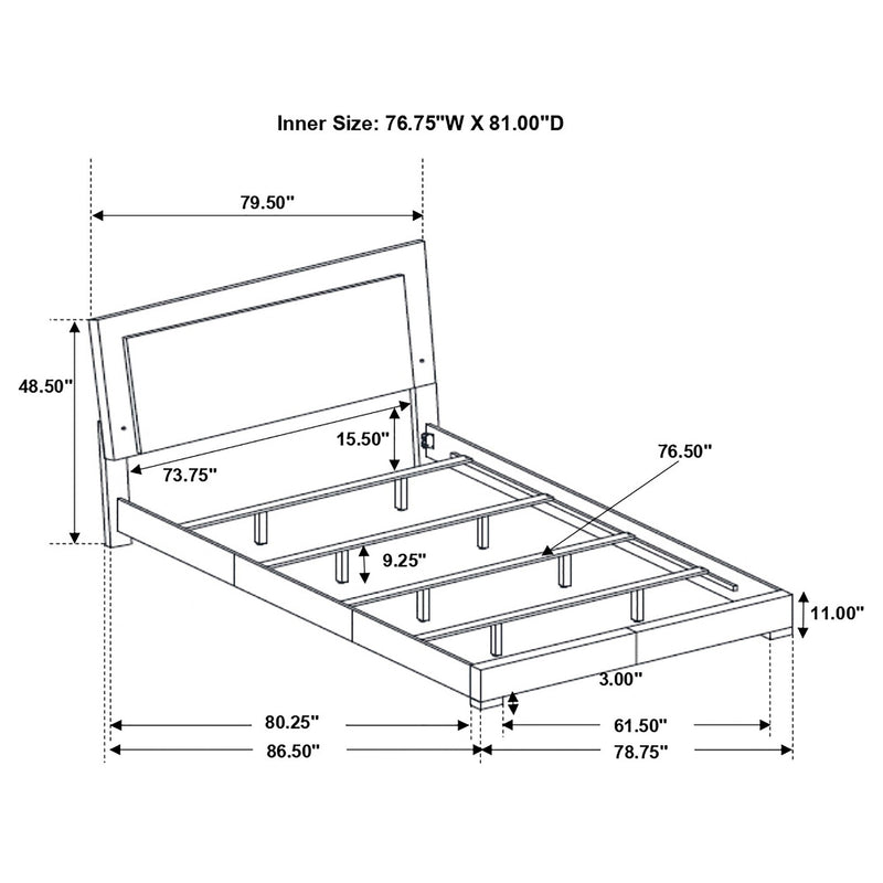 Felicity Wood LED Panel Bed High Gloss