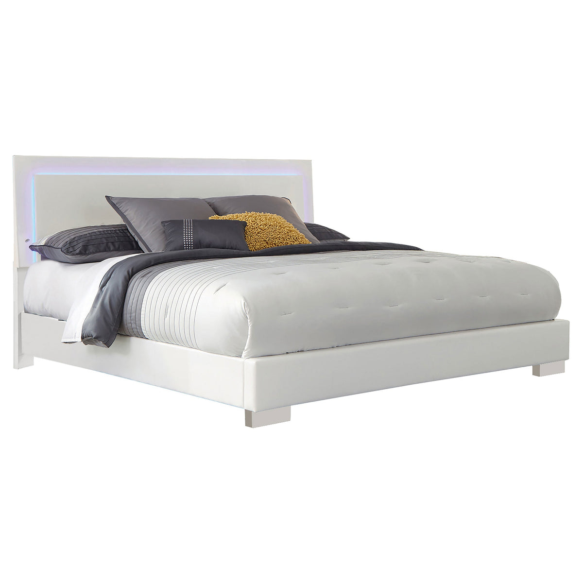 Felicity Wood LED Panel Bed High Gloss
