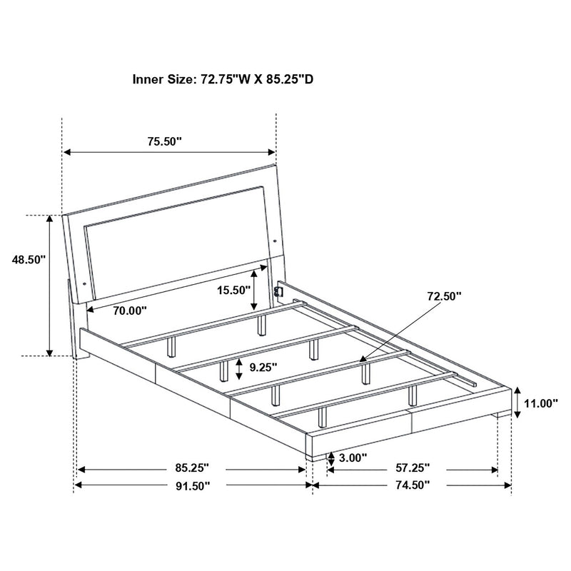 Felicity Wood LED Panel Bed High Gloss