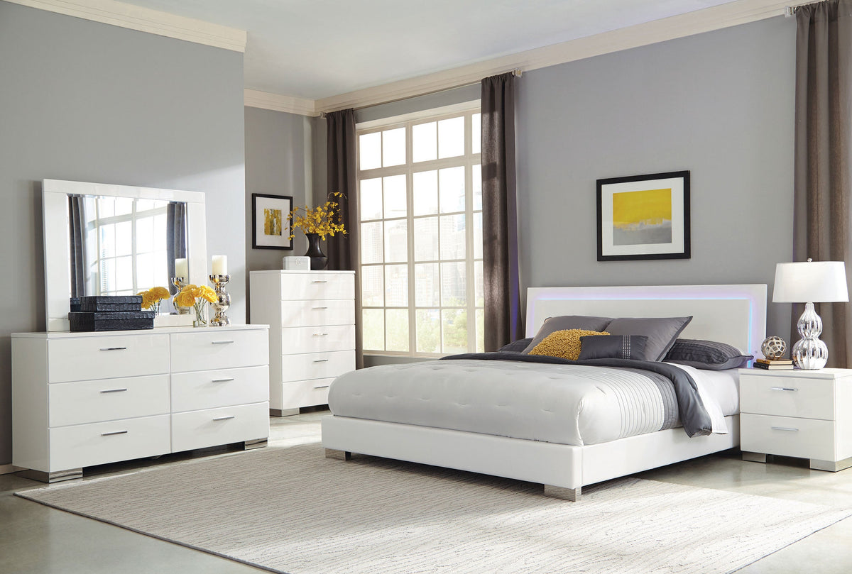 Felicity Wood LED Panel Bed High Gloss
