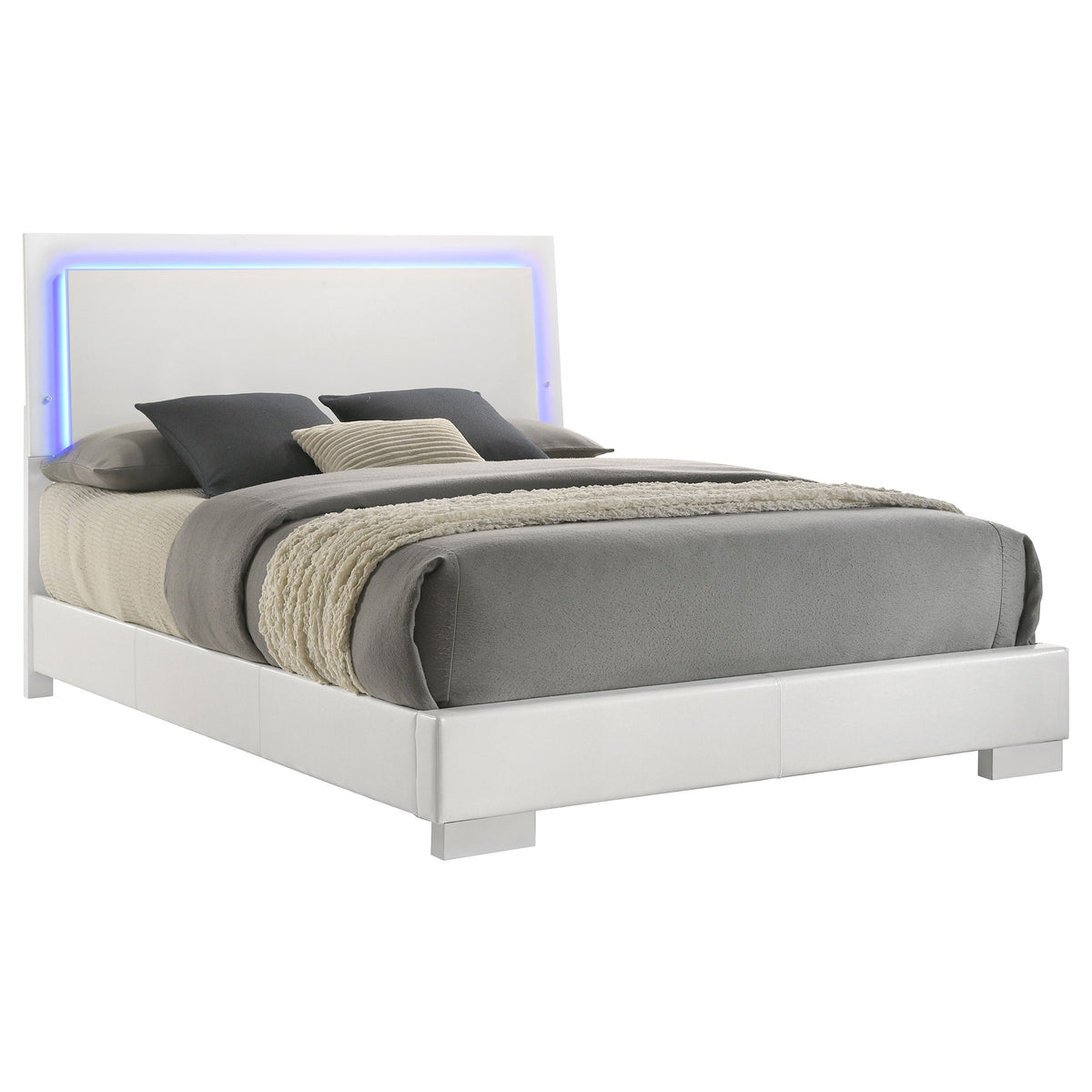 Felicity Wood LED Panel Bed High Gloss