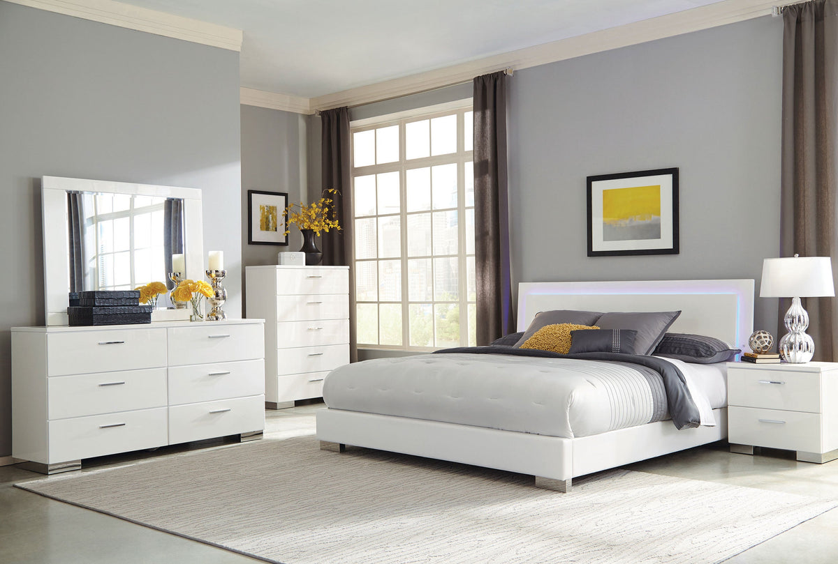Felicity Wood LED Panel Bed High Gloss