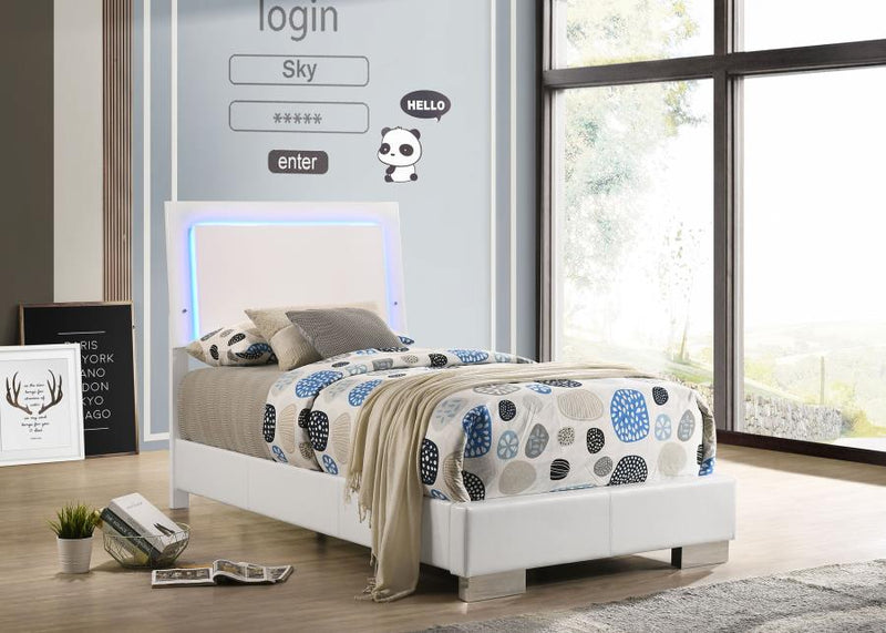 Felicity Wood LED Panel Bed High Gloss Twin