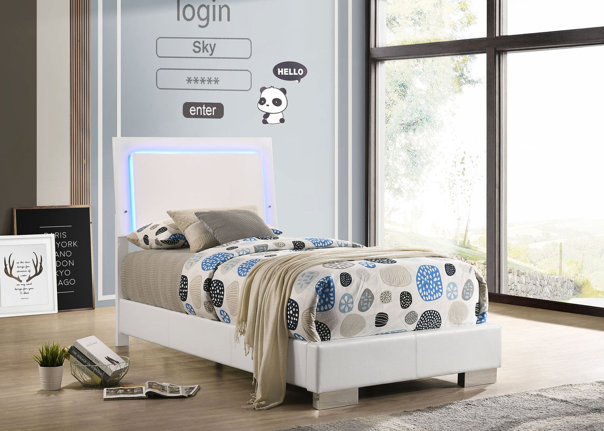 Felicity Wood LED Panel Bed High Gloss