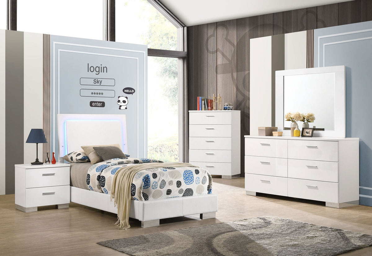 Felicity Wood LED Panel Bed High Gloss