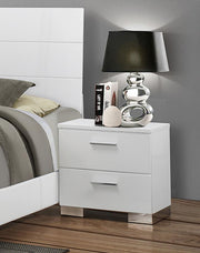 Felicity 2-drawer Nightstand White High Gloss Default Title