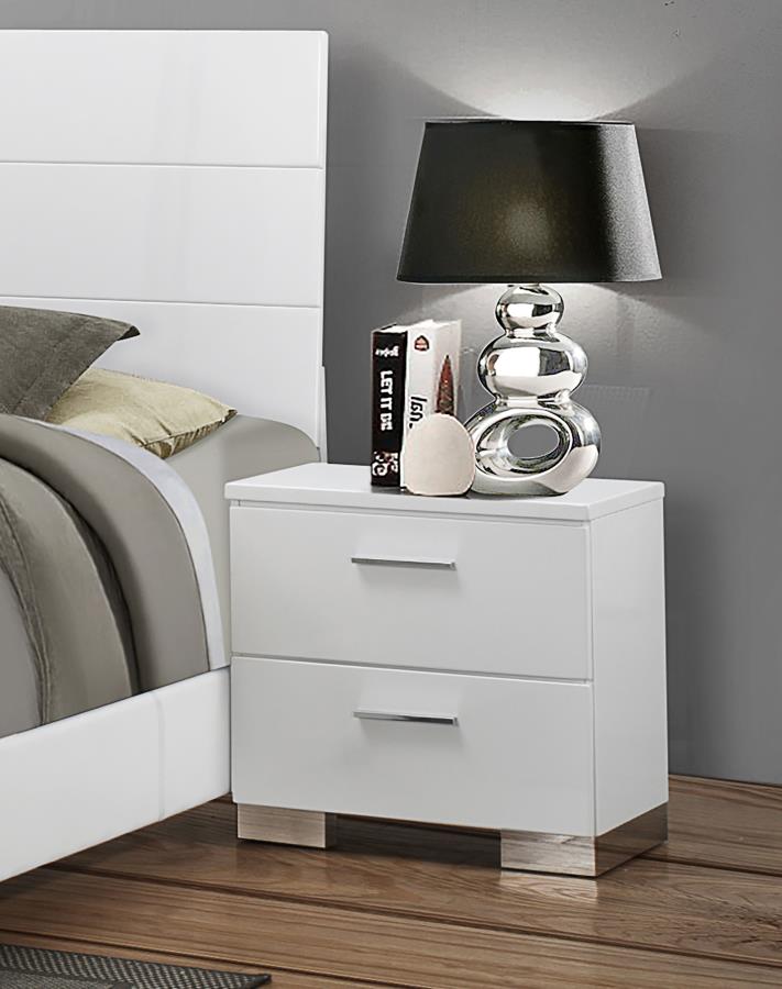 Felicity 2-drawer Nightstand White High Gloss Default Title