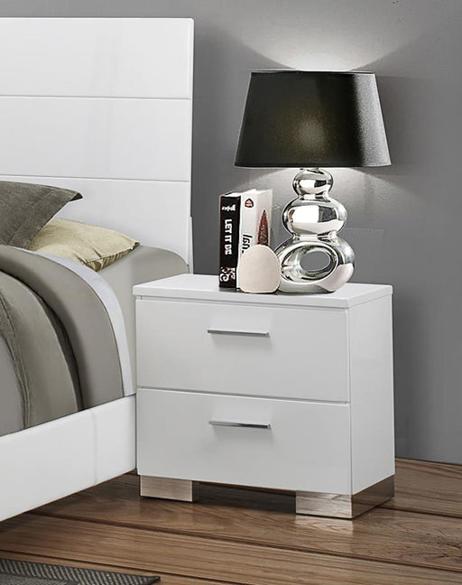 Felicity 2-drawer Nightstand White High Gloss Default Title