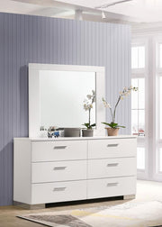 Felicity 6-drawer Wood Dresser with Mirror White High Gloss Default Title