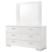 Felicity 6-drawer Wood Dresser with Mirror White High Gloss