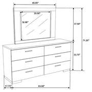 Felicity 6-drawer Wood Dresser with Mirror White High Gloss