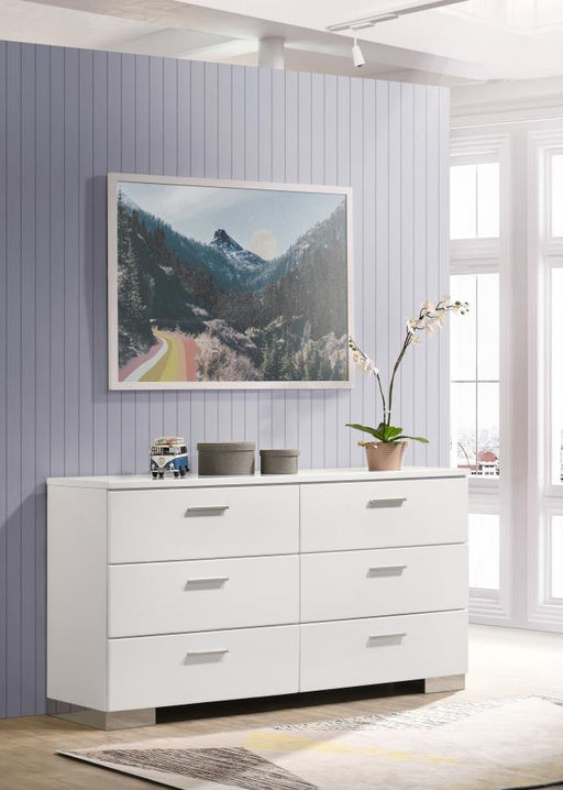 Felicity 6-drawer Dresser White High Gloss Default Title