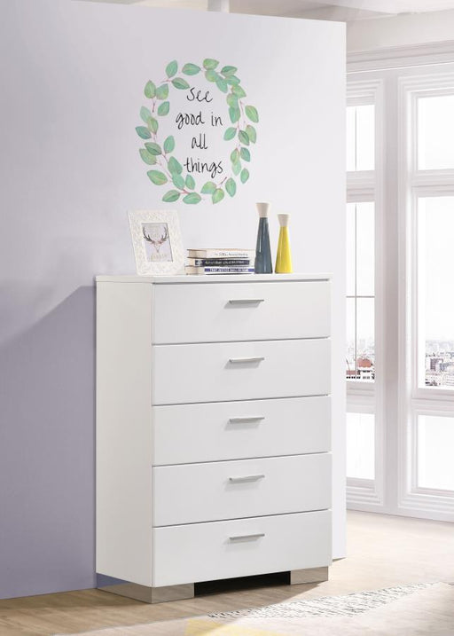 Felicity 5-drawer Bedroom Chest White High Gloss Default Title