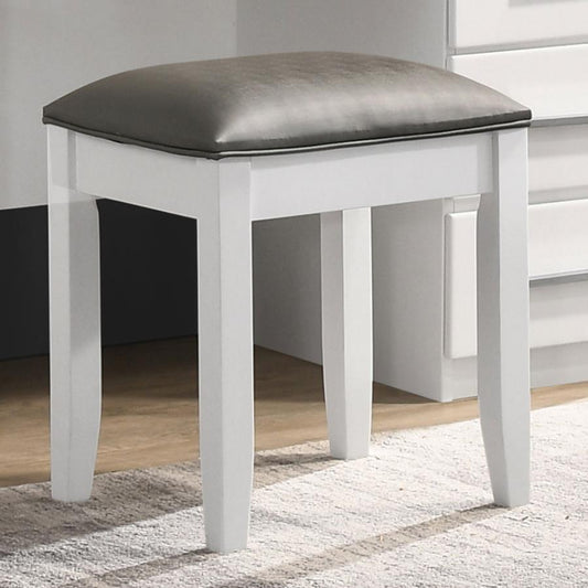 Felicity Upholstered Vanity Stool Metallic and Glossy White Default Title