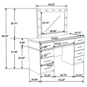 Felicity 9-drawer Vanity Table Lighted Mirror Glossy White