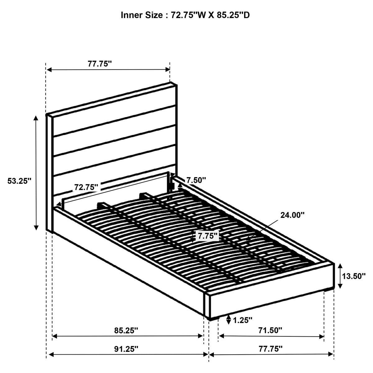 Felicity 53-inch Upholstered Platform Bed